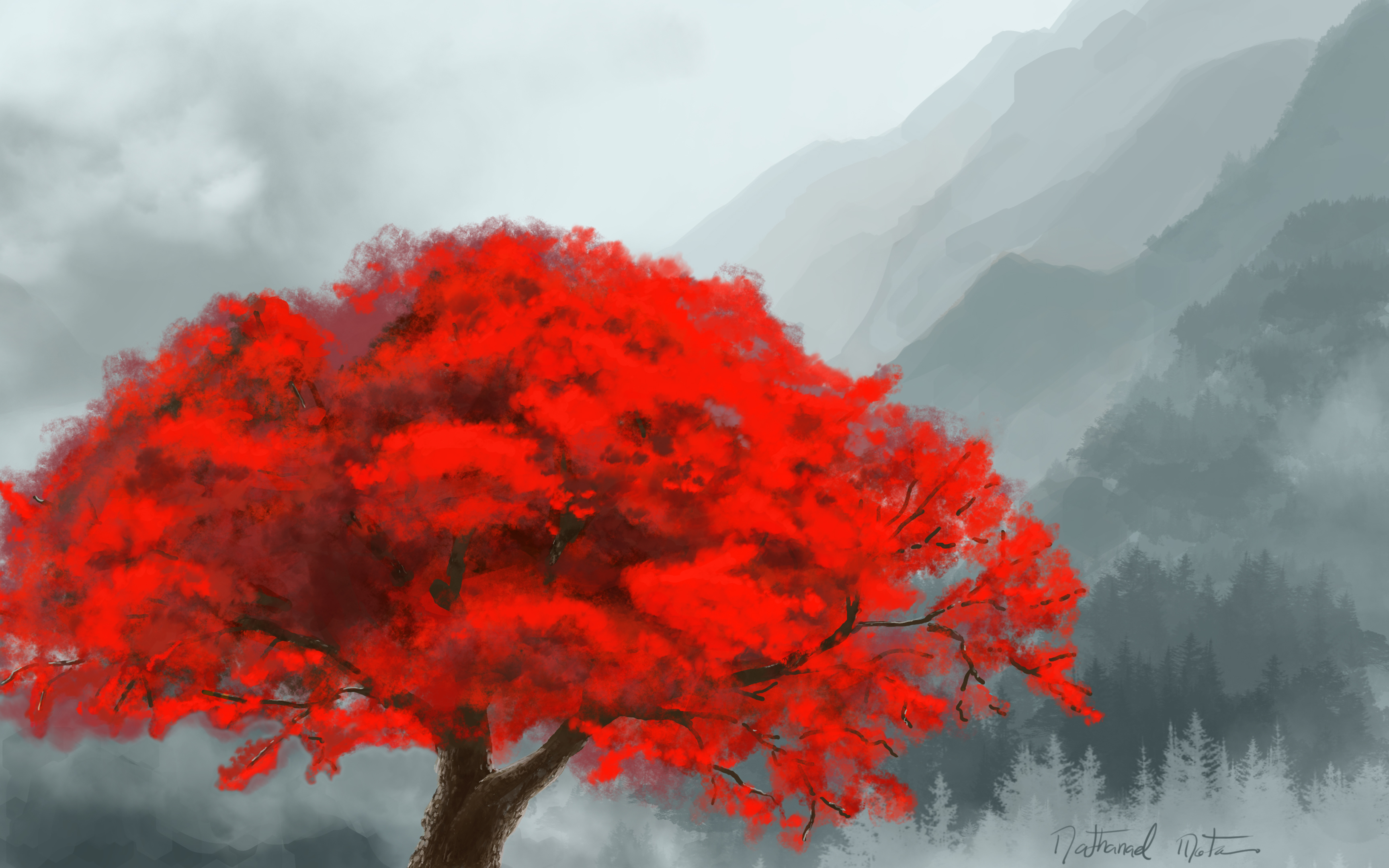 Grafolio là vườn chơi của những tâm hồn sáng tạo và bức ảnh với cây đỏ rực rỡ sẽ mang đến cho bạn cảm giác như đang lạc vào một thế giới đầy màu sắc và vui tươi. Hãy cùng khám phá nào!